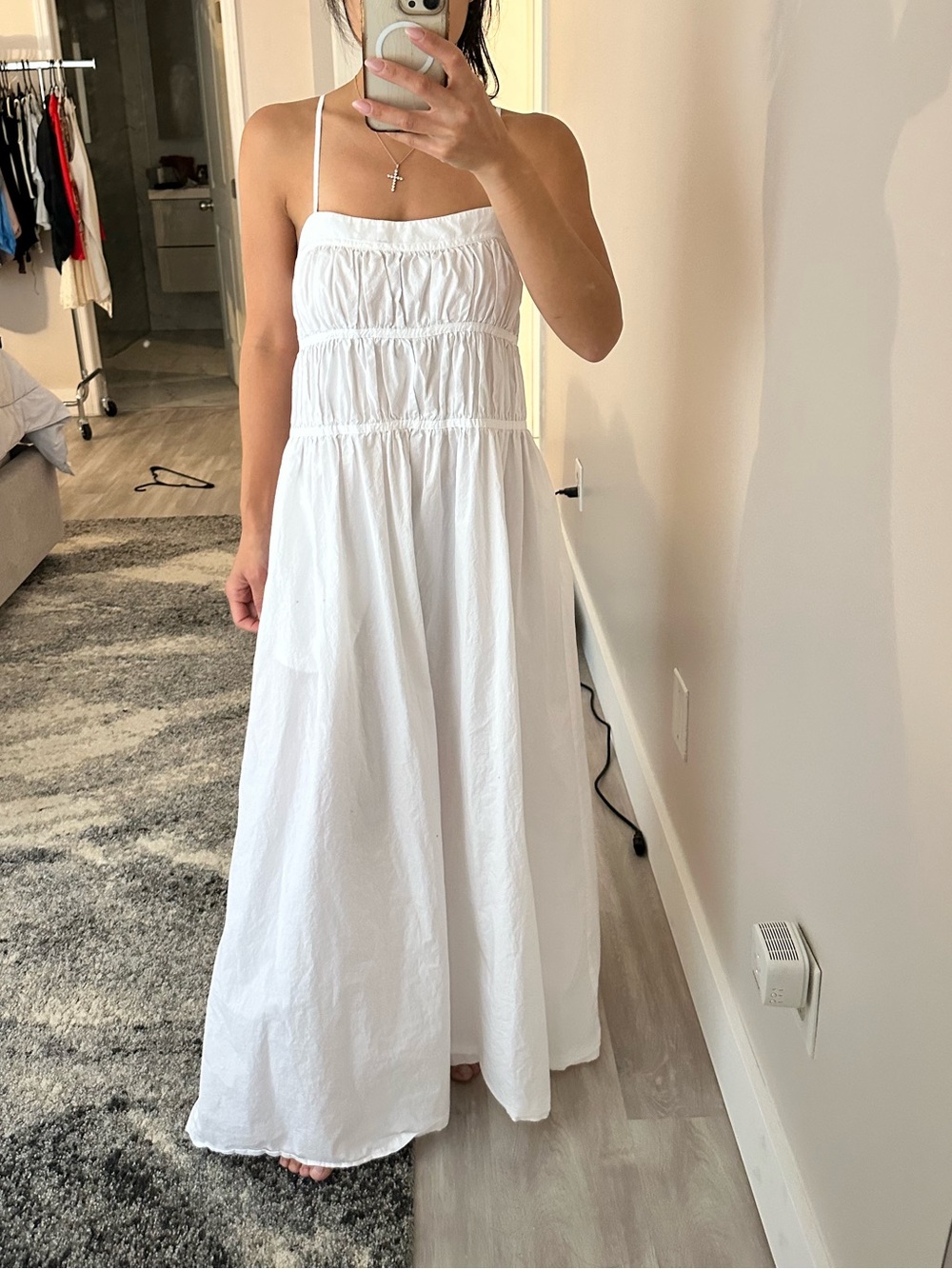 Richer Poorer White Smocked Maxi Dress with Spaghetti Straps